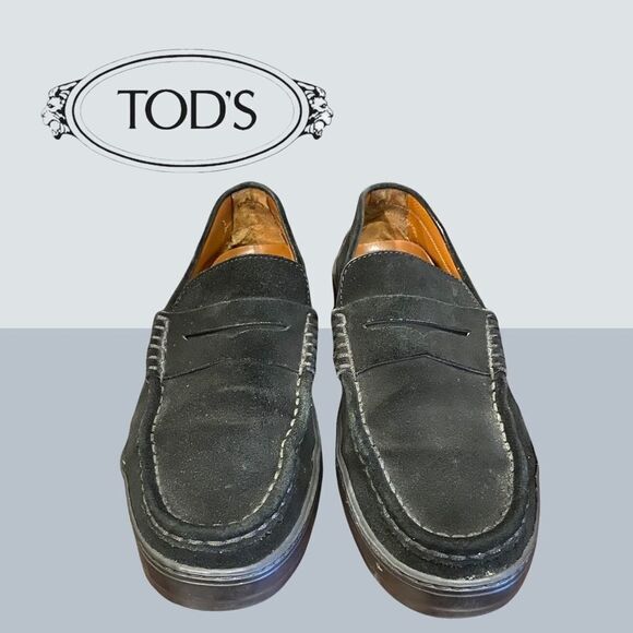 Tod\'s Men\'s Black Suede Penny Driving Loafers 9 main image 5